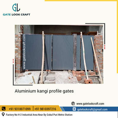 Aluminium profile gate by Hibza starling interiors Pvt Ltd manufacturer in delhi #aluminiumproflegate #alumiumdoor #aaluminiumgates #maingates #fancygates