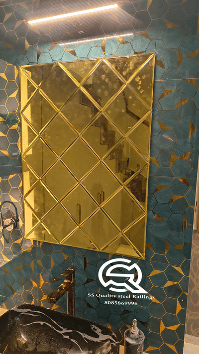 golden cheks mirror 
by SS Quality Steel and glass Railing indore