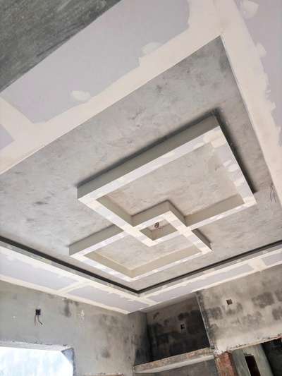 ongoing gypsum ceiling work at site