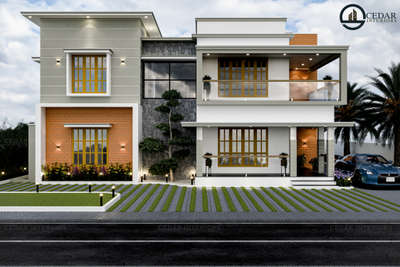 home exterior design work in thrissur kerala  #exterior_Work  #HomeAutomation  #exteriordesigns #LandscapeIdeas  #exteriorhomedecor  #cedar  #