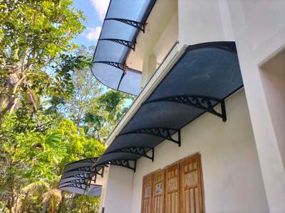 Wall Wings 
Readymade sunshades-Imported
available Width 60 cm , 100 cm , 120 cm and 150 cm ( projection)
Any length can be extendable with 100 cm or 122 cm Aluminium profile and brackets. 
Colours available BLACK & WHITE 
ROOF SHEET POLYCARBONATE ( Available in many colours)
for fixing please contact me on my whatsapp number 
0091 6235691600.
kerala, Karnataka  and Tamilnadu.  ✌