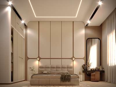 “Jab bedroom bolta ho peace + class + comfort…
tab samajh jao, design perfect hai.” 🤍✨ #InteriorDesigner  #MasterBedroom #dressingunit  #BedroomDesigns