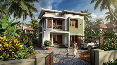 Kerala style modern house 🏡 
 #KeralaStyleHouse  #keralastyle  #moderndesign  #modernhousedesigns  #modernhouse  #modernarchitecturedesign  #kerala_architecture  #Architect  #HouseDesigns   #RoofingIdeas  #white_colour_house  #white  #cladding  #ContemporaryHouse  #ContemporaryDesigns  #contemporary  #contemporaryhomes  #TexturePainting  #greencolour