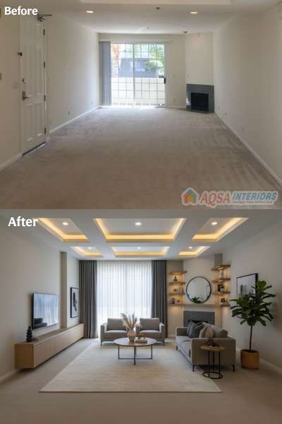 before after living room design with Aqsa interiors #aqsainteriors  #HomeDecor  #LivingroomDesigns