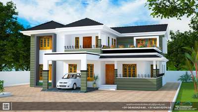 New Modal Slope Roof Design
  Tootal Area : 2900 Sqft 

Ground Floor : 1927 Sqft
Sitout, Porch, Drowning, Living, 2Bed Room Attached  Toilet, Kitchen, Dining Room, Store Room, Work Area, Utility, common Toilet.
     First Floor: 1041Sqft
Balcony,  Upper Living, 2Bed Room Attached Toilet.