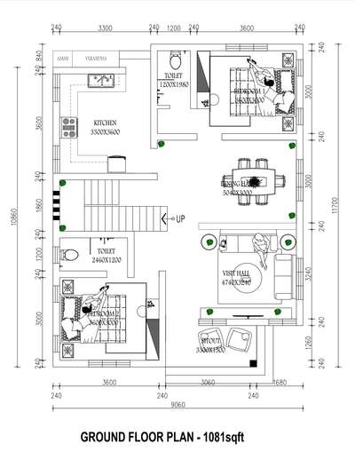 1514Sqft 3bhk home plan