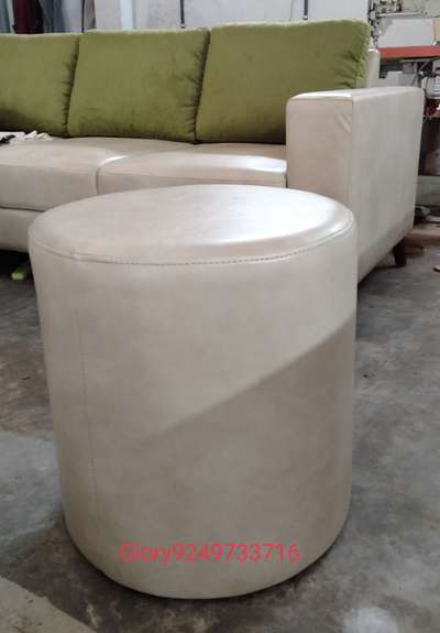 sofa with round puffe