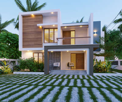 exterior design
1700 sqft 
 #exteriordesign
 #3ddesign
#ContemporaryHouse 
 #KeralaStyleHouse