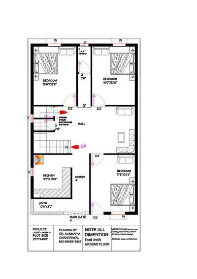 25'0"X40'0"3bhk ground floor planing  #planinng  #groundfloor