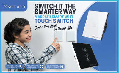 Marrath Smart WiFi Touch Switch
Switch it the Smarter Way

Controlling Lights in Your LifeM

Marrath Smart WiFi Touch Switch is an amazing product that offers you the convenience of replacing your old switch with new technology. The smart switch has been manufactured using toughened glass and a blend of technology that allows you to switch even with wet hands. And if this is not all, then Marrath Home app offers just another level of convenience to switch using the app on your smart device. So, keep control of your house smartly with the help of Marrath!