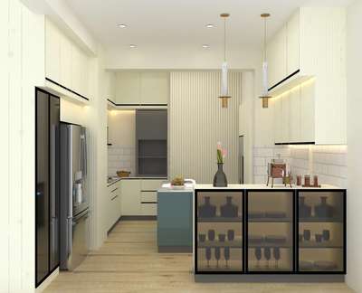This is creamy laminate modular kitchen and latest luxury home kitchen with bar storage onward1lack if you are interested so please call me 9996599234 #ModularKitchen  #HouseDesigns