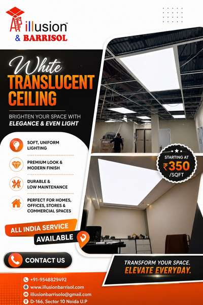 White Translucent Ceiling 
Starting at 350/sqft 
All India Service Available 
#stretchceiling #viral #explormore #trending #HomeDecor
