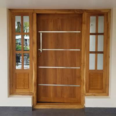 Teakwood main door, visit our sawmill for more models and details #thondutharayilfurnituremart #karukachal #maindoor  #TeakWoodDoors  #WoodenWindows  #Woodendoor