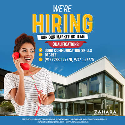 join our marketing team👍

shoot your cv @ hrzahara0484@gmail.com

for more details contact : 9746027775,9288027770
 #recruitment  #recruiting  #zaharabuilders  #fullfinish🏡✔️✔️  #Architect  #HouseDesigns  #HomeDecor  #ElevationDesign  #ElevationHome