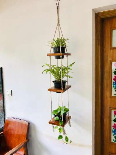 #wooden  #hanging  #planter   #stand with cotton rope customised size and designs are available 
all India home delivery available product available in lwf amazon store