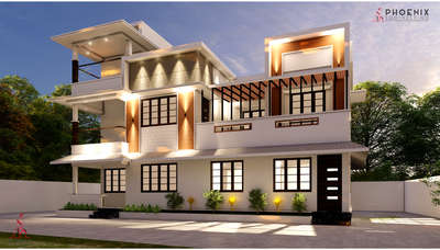 Proposed Two Storey Villa @ vallikunnu, Malappuram #two-story #FlatRoof #moderndesign