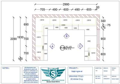 *Kitchen 2D plan and elevation *
2D plan and elevation drawing for kitchen