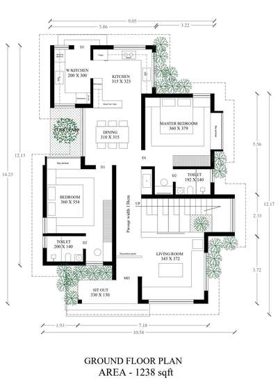2174 sqft 4 BHK Residencial building plan  #KeralaStyleHouse  #architecturekerala  #FloorPlans  #buildingplans