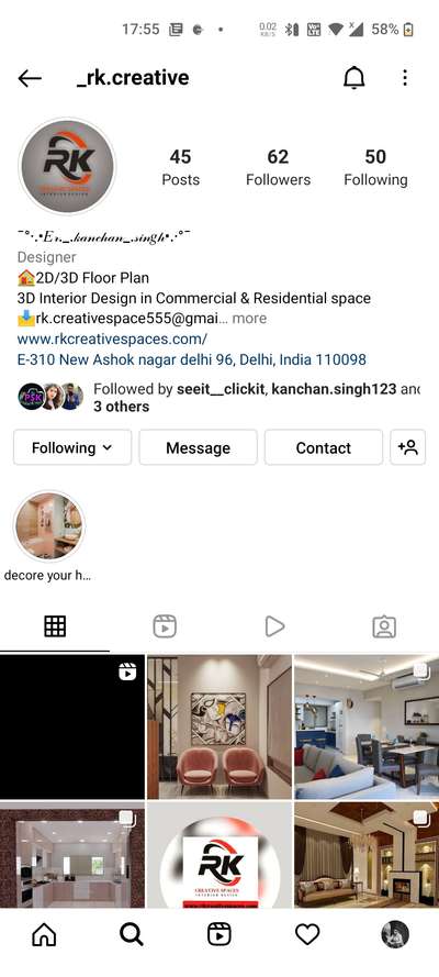 Follow the page on Instagram.
DM for interior works in Delhi And Noida .