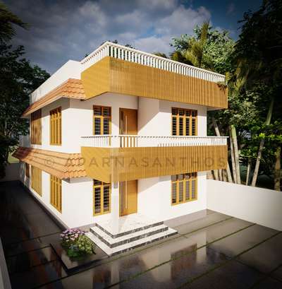 2 storeyed 1700 sqft 4 bhk house 3 d exterior #3d #3d_rendering #ElevationDesign #2storyhouse #moderndesign #Minimalistic