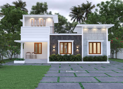New project @ thrissur. 
Area : 800 sq feet
2bhk
.
.
 #exteriordesigns #exterior3D #minimal #budgethomes #naturalstones #cladding #stone_cladding #LandscapeDesign #plants #spotlight #paragola #architecturedesigns #KeralaStyleHouse #keralaarchitecture