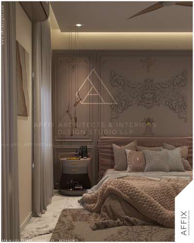 "Creating a cozy bedroom is all about balance. Here, the mix of warm colors, soft bedding, and intricate wall decor sets the mood for relaxation. The side table and pendant lights add functionality while keeping the look minimal and modern. This is a space where classic charm meets modern comfort." #Architect  #architecturedesigns  #Architectural&nterior  #kerala_architecture  #best_architect  #LUXURY_BED