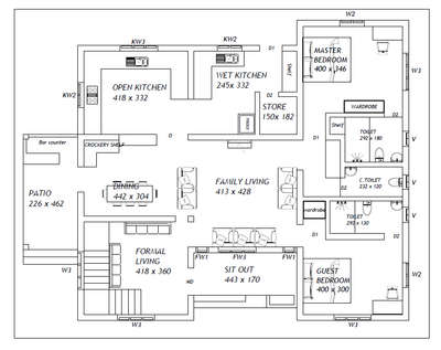 #Ground floor plan# 1700 Sq. ft#