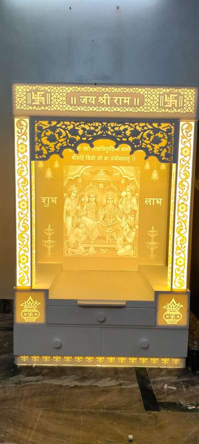 #1250 Pr Sqft# #3d designer modern Corian Mandir with led lights# ##9711785151##