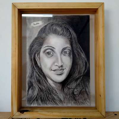 pencil drawing with wooden frame
good look for showcase