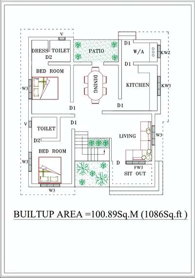 2bhk 1086 sq feet house plan# #ContemporaryHouse #TraditionalHouse