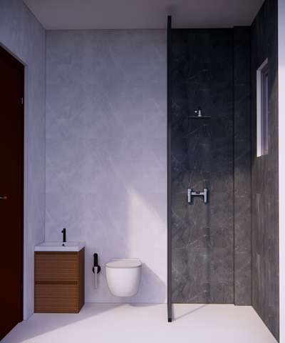 toilet interior design with grey, black and white combination.
#toilet #3d #InteriorDesigner