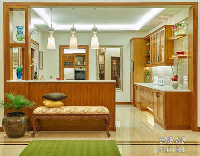 Open kitchen 
 teak wood #plywood # veneer # century architect # century # Hettich # Kalinga stone # MRF PU polish