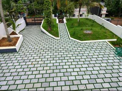 Bangalore stone paving with artificial grass full work finish rate 145
