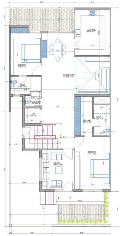 35'×75' house plan
 #FloorPlans  #HouseDesigns
