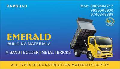 ALL TYPES OF CONSTRUCTION MATERIALS SUPPLY 
PLEASE CONTACT
LOCATION: PALAKKAD
MOB:8089484717