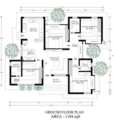 1200 sqft housing plan. with 4  bedrooms. #architecturedesigns  #FloorPlans  #SmallHouse  #SmallHomePlans