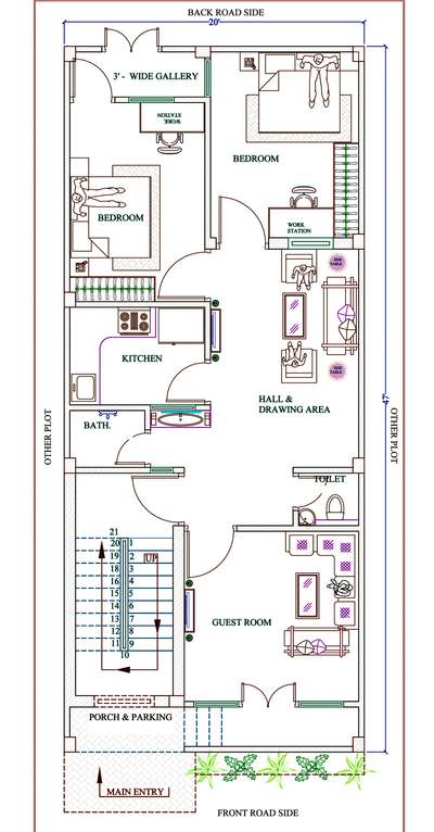 20X47 
 #HouseDesigns  #houseplan  #2bhk #3BHKHouse  #2DPlans  #3delevationhome