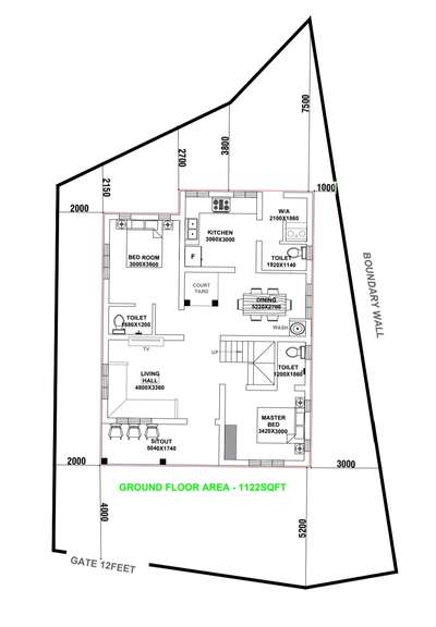 1122Sqft home GF plan