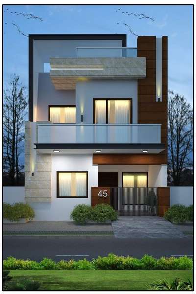 One of the elevation designs for any home is the front elevation. This house front elevation design gives you a perfect view of your home from the entry-level along with the main gate, windows, entrance, etc. Unless strategically built or protruding from your home, the front view doesn’t show sidewalls. The 
#bhatiyainterior 
 #frontElevation 
#3BHKHouse 
#doublestorey