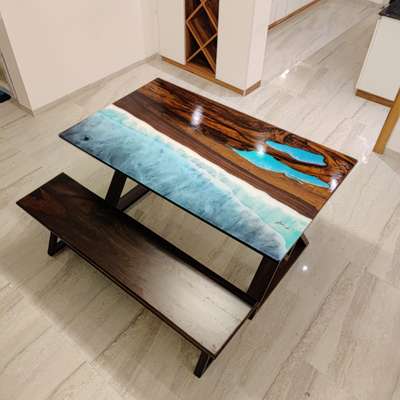 the beach, epoxy resin table