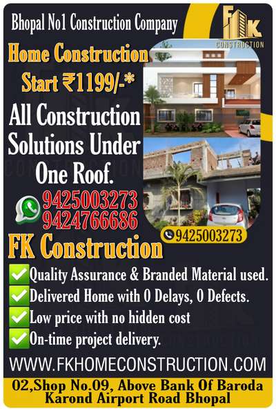 FK Construction company
All Construction Solution Under One Roof.
2D 3D Drawing Design
Home Construction
Home renovation
Real Estate Developer
All Types Of Construction
#FKconstructionindia #FKConstruction #fkconstruction #HomeConstruction #homedesign #homedrawing #homedisign #construction #bhopalconstructiondesign #BhopalConstructionCompany #GovermentContrector
#realstate #withmaterialcontract #withmaterialconstruction #withmaterialworkfullbuildingwork #bestconstruction #bestbuilder #BestHomeCunsltant