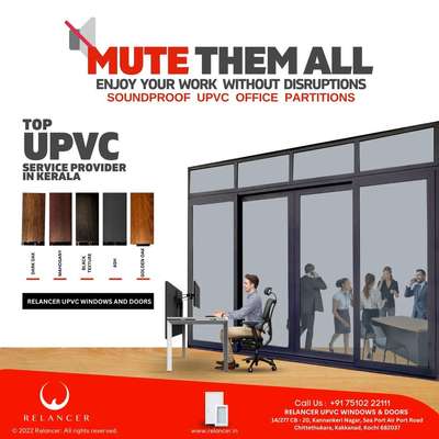 Enjoy your work without disruptions

Switch to UPVC office partitions from Relancer UPVC

#relancer #relancerupvc #relancerupvcdoors #relancerupvcdoorsandwindows #upvc #upvcdoors #upvcwindows #interiordesignideas #architect #architectkerala