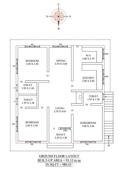 980sqft GF 3 bedroom house 3 attached bathroom, sitout, living, dining, all facilities  #trendingdesign  #trendinghouse  #trendingkollam