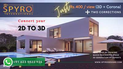 ഒരു കാഴ്ചയ്ക്ക് 400 രൂപ നിരക്കിൽ 2D drawing view 3D view ആക്കി നൽകുന്നതാണ്

Convert 2D layout to 3D just for Rs.400 per view. 

#2dDesign #2DPlans #3d #3dmax #corona #3drenderingservices #Designs #awardwinner #trendingdesign #indiadesign #indiaarchitects #quality_assured #wow #reach #Architect