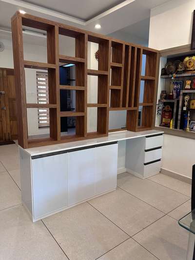 Open shelf with study table unit #aluminiumprofiles  #LivingroomDesigns 6