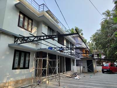 16 feet sheet work without columns framing completed in tirur #trussroof  #traffordsheet  #appolo_square-tube  #georoof