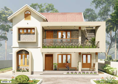 Breathing new Life into existing spaces_ thoughtful renovation that blends comfort, style & soul. 🏡

Every corner is redesigned to reflect modern comfort & timeless charm.

Option 01: A classic gable roof with traditional clay tiles, blending modern architecture with vernacular charm and improved rainwater runoff. Mangalore tile will reduce the temperature inside the room. The gable windows transmit the hot air through the louvers. So the classical colonial designs always gives moderate temperature.

Option 02: A sleek, modern flat roof with minimalist elements and wood-textured accents on the upper level, enhancing the clean lines and modern aesthetic.

Both designs highlight open balconies, natural rr stone cladding, and warm wooden textures, offering a perfect balance of form and function.

 The curved pillar adds a graceful, flowing feel to the design, enhancing its sense of movement and harmony
 #architecturaldesign

#FacadeDesign

#TimberFacade

#CarpentryArt

#architecturaldeta