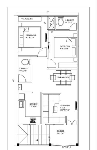 #dreamhomes  #19x40  #2bhk  #3000 rs # #plan