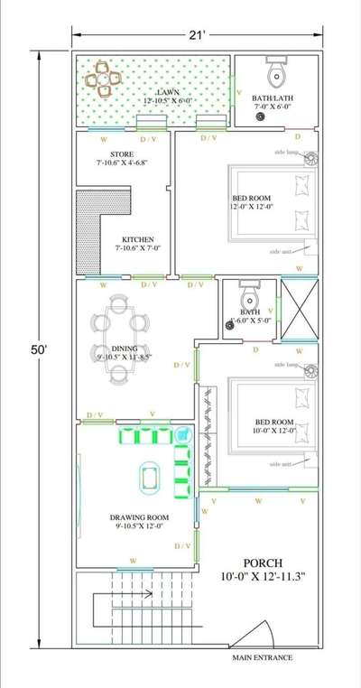 21X50 house plan // 2BHK // Floor plan ₹₹₹  #sayyedinteriordesigner  #2BHKHouse  #FloorPlans
