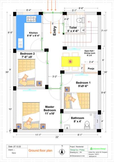 22*30 house plan.
 660 sqft...Have 3 Bedroom, kitchen, Pooja Room, Dining room...
 contact for House Plan, front Elevation...
#FloorPlans #SingleFloorHouse #22x30 #NorthFacingPlan #2DPlans #houseplan #frontdesign #frontElevation #koloapp #koloviral #InteriorDesigner #naksha #vastuhouseplan